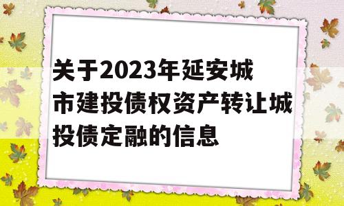 关于2023年延安城市建投债权资产转让城投债定融的信息