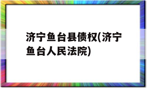 济宁鱼台县债权(济宁鱼台人民法院)