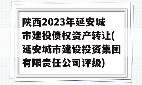 陕西2023年延安城市建投债权资产转让(延安城市建设投资集团有限责任公司评级)