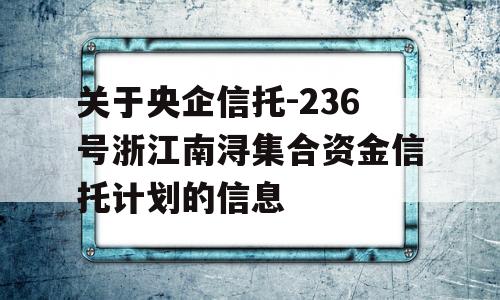 关于央企信托-236号浙江南浔集合资金信托计划的信息