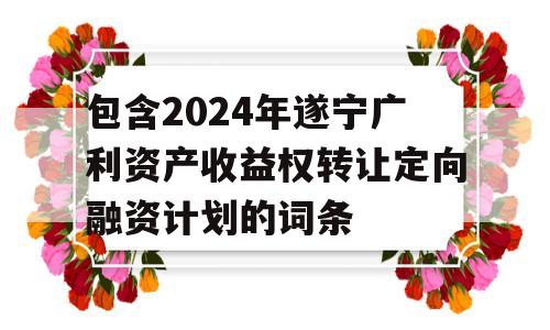 包含2024年遂宁广利资产收益权转让定向融资计划的词条