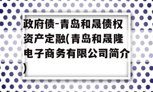 政府债-青岛和晟债权资产定融(青岛和晟隆电子商务有限公司简介)