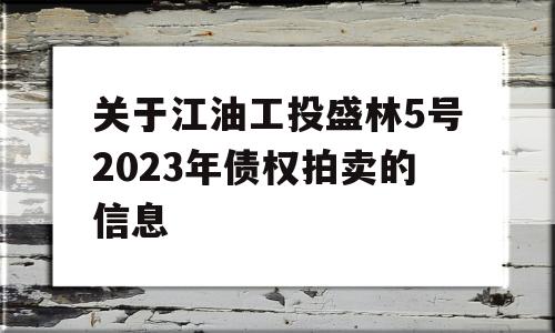 关于江油工投盛林5号2023年债权拍卖的信息