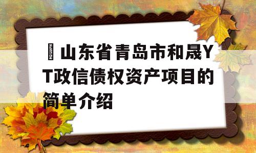 ​山东省青岛市和晟YT政信债权资产项目的简单介绍