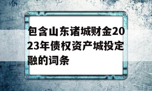 包含山东诸城财金2023年债权资产城投定融的词条