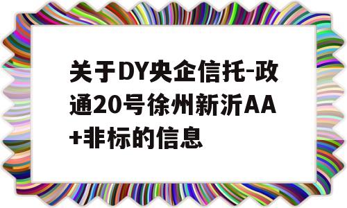 关于DY央企信托-政通20号徐州新沂AA+非标的信息