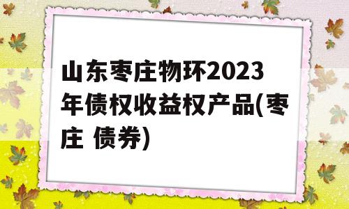 山东枣庄物环2023年债权收益权产品(枣庄 债券)