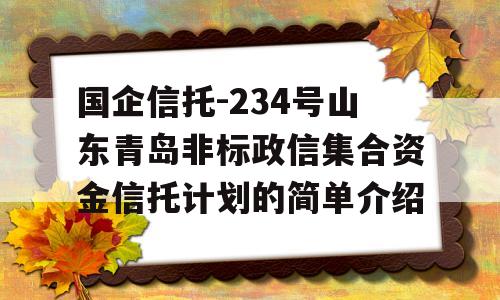 国企信托-234号山东青岛非标政信集合资金信托计划的简单介绍