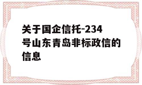 关于国企信托-234号山东青岛非标政信的信息