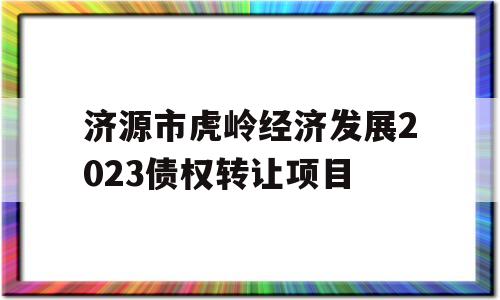 济源市虎岭经济发展2023债权转让项目