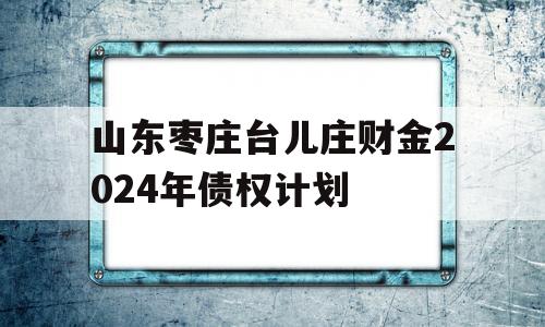 山东枣庄台儿庄财金2024年债权计划