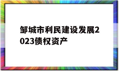 邹城市利民建设发展2023债权资产