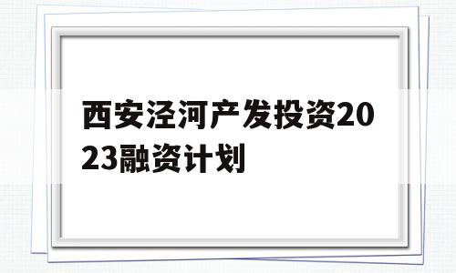 西安泾河产发投资2023融资计划