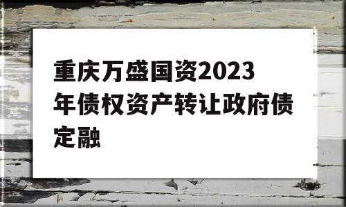 重庆万盛国资2023年债权资产转让政府债定融