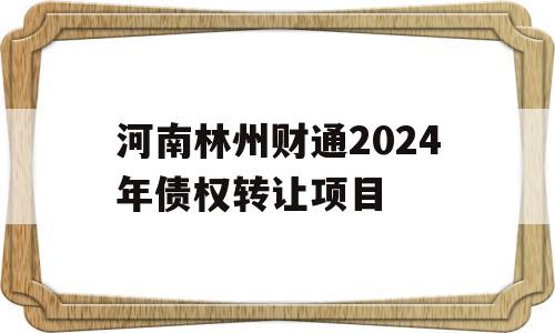 河南林州财通2024年债权转让项目