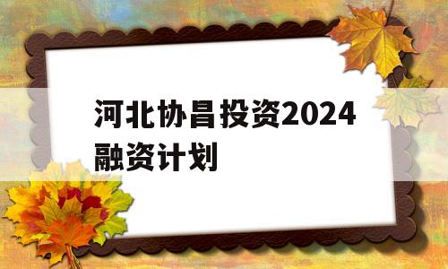 河北协昌投资2024融资计划