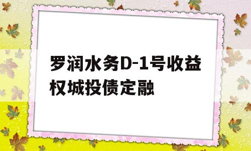 罗润水务D-1号收益权城投债定融