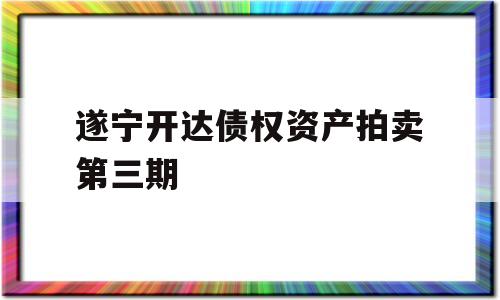 遂宁开达债权资产拍卖第三期