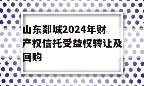 山东郯城2024年财产权信托受益权转让及回购